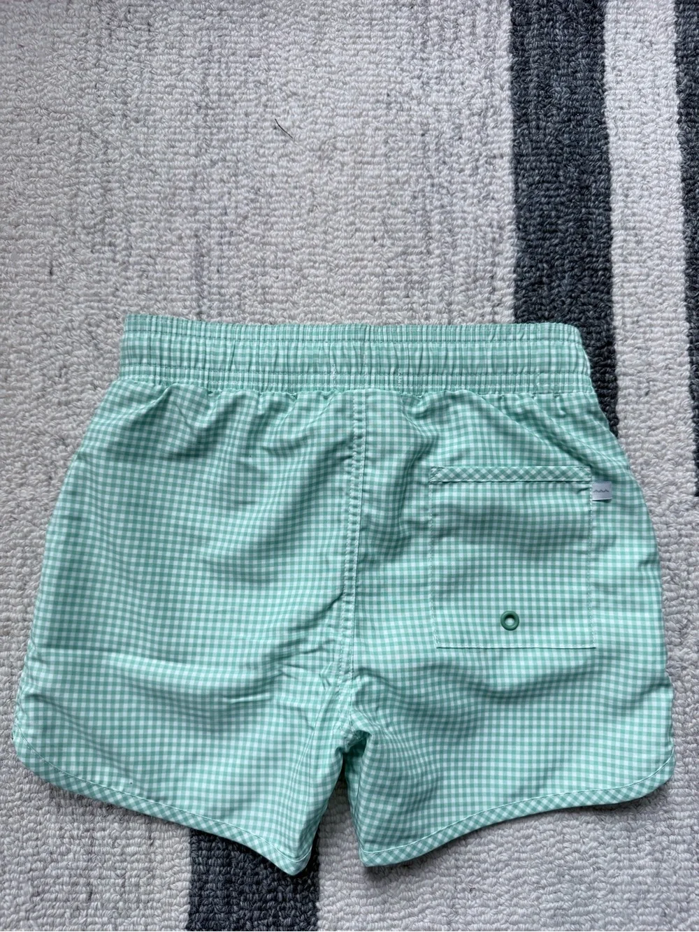 NWOT Kids Mint Gingham Swim Trunks with Drawstring